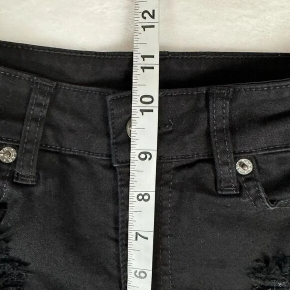 Carmar Black High Waist Jean Shorts Size 26 Destroyed‎ Denim Booty Shorts Ripped